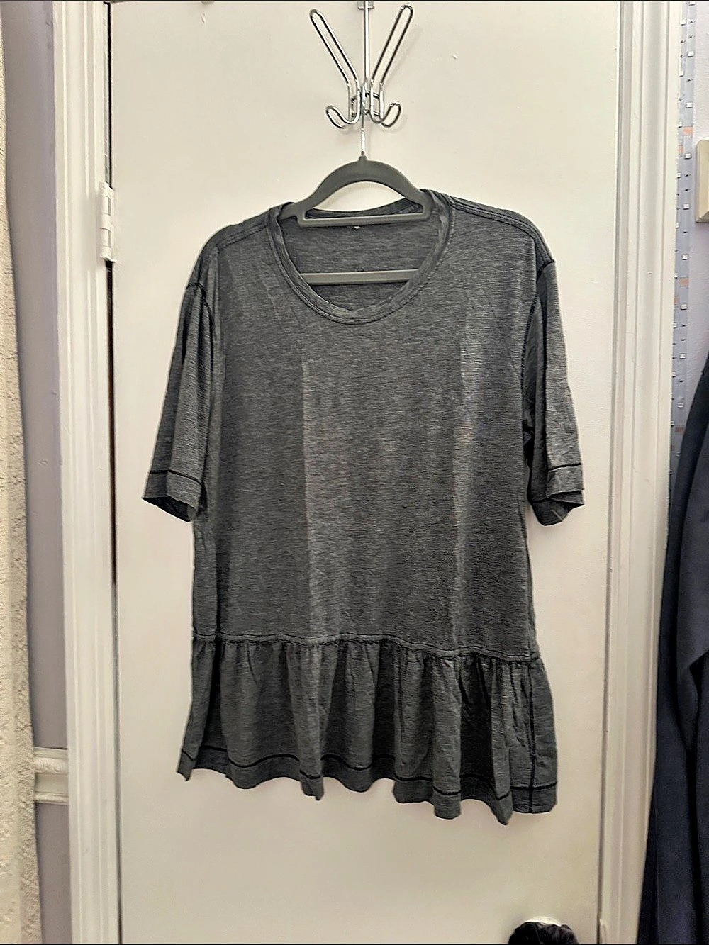 Lululemon Gray Ruffle Hem Short Sleeve top